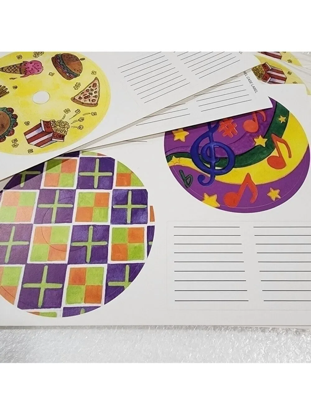 Vintage CD Jewel case label sticker packs 8 different designs Lot of 4 pks